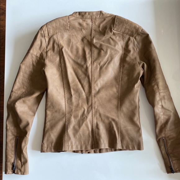 Brown Vegan Leather Moto Fall Jacket - Picture 5 of 14